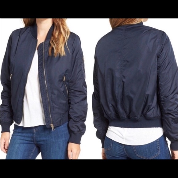 TOPSHOP Navy Blue Ma1 Bomber Jacket - Picture 3 of 3
